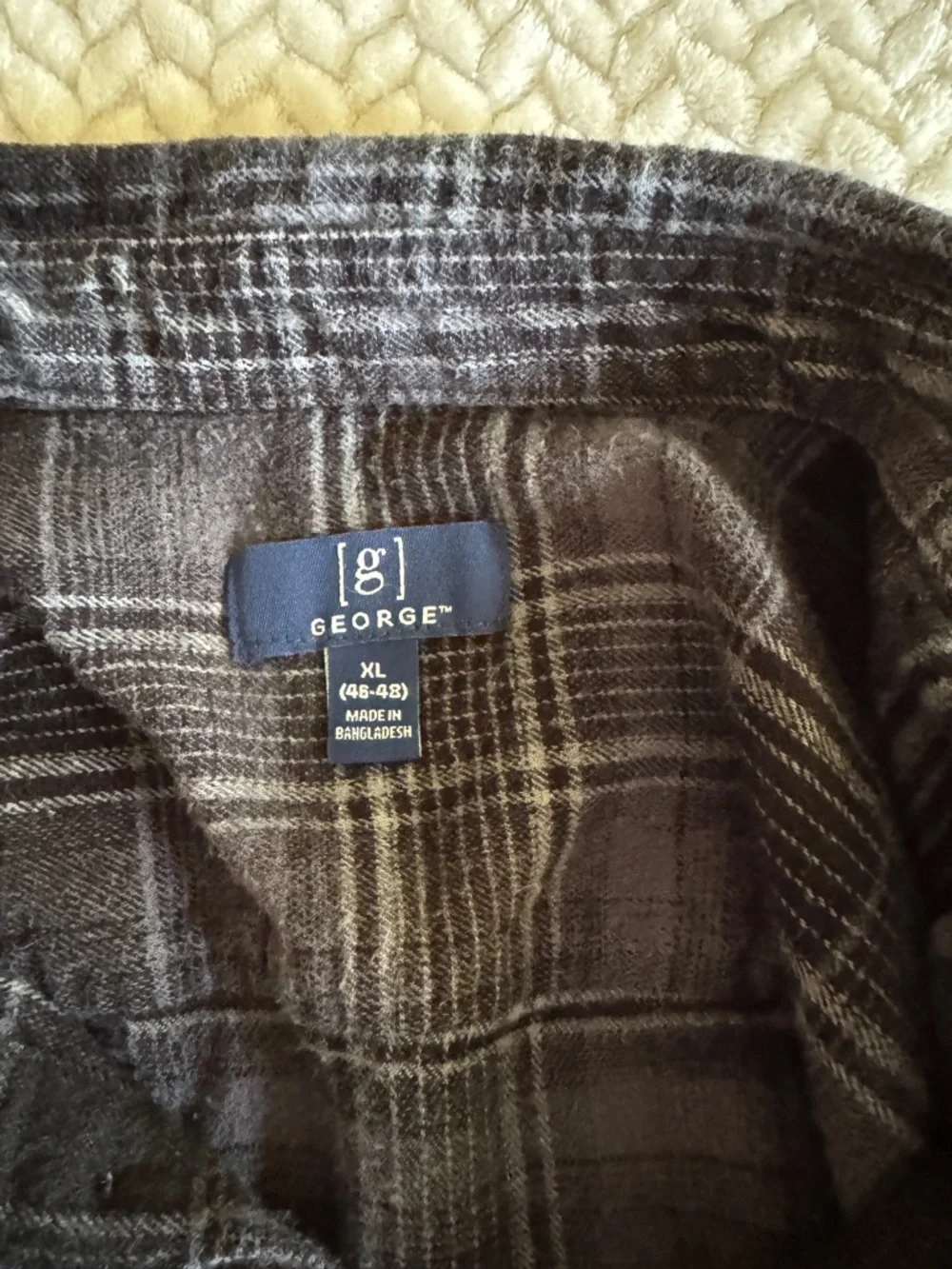 George‎ Men's Black and Gray Plaid Shirt Size XL